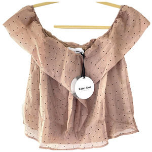 Line + Dot Women's Polka Dot Flowy Tan Top Size L